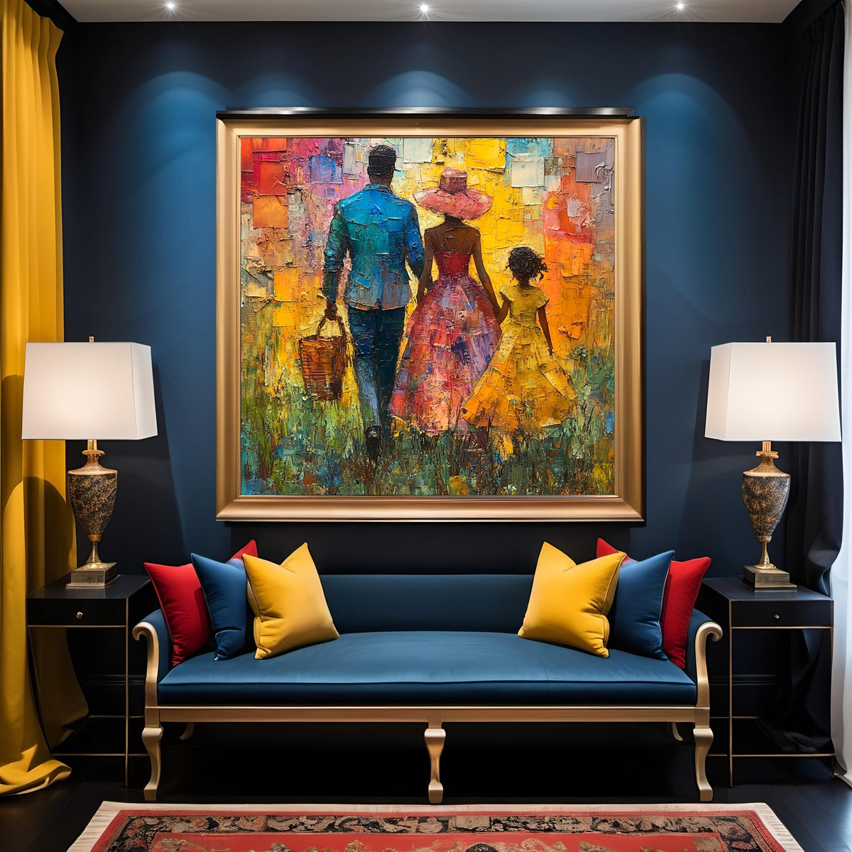 Juneteenth Family Oil Painting Print: Cultural Heritage Wall Decor (Digital Download)