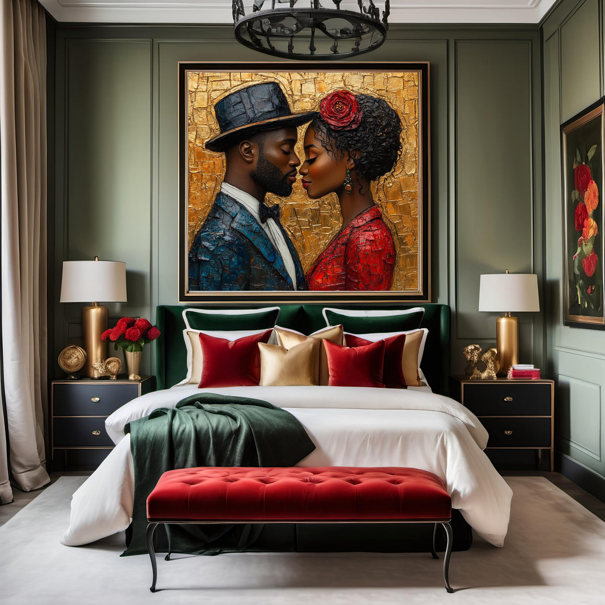Juneteenth Couple Portrait Art Print, Heritage Wall Decor, Digital Oil Painting (Download)