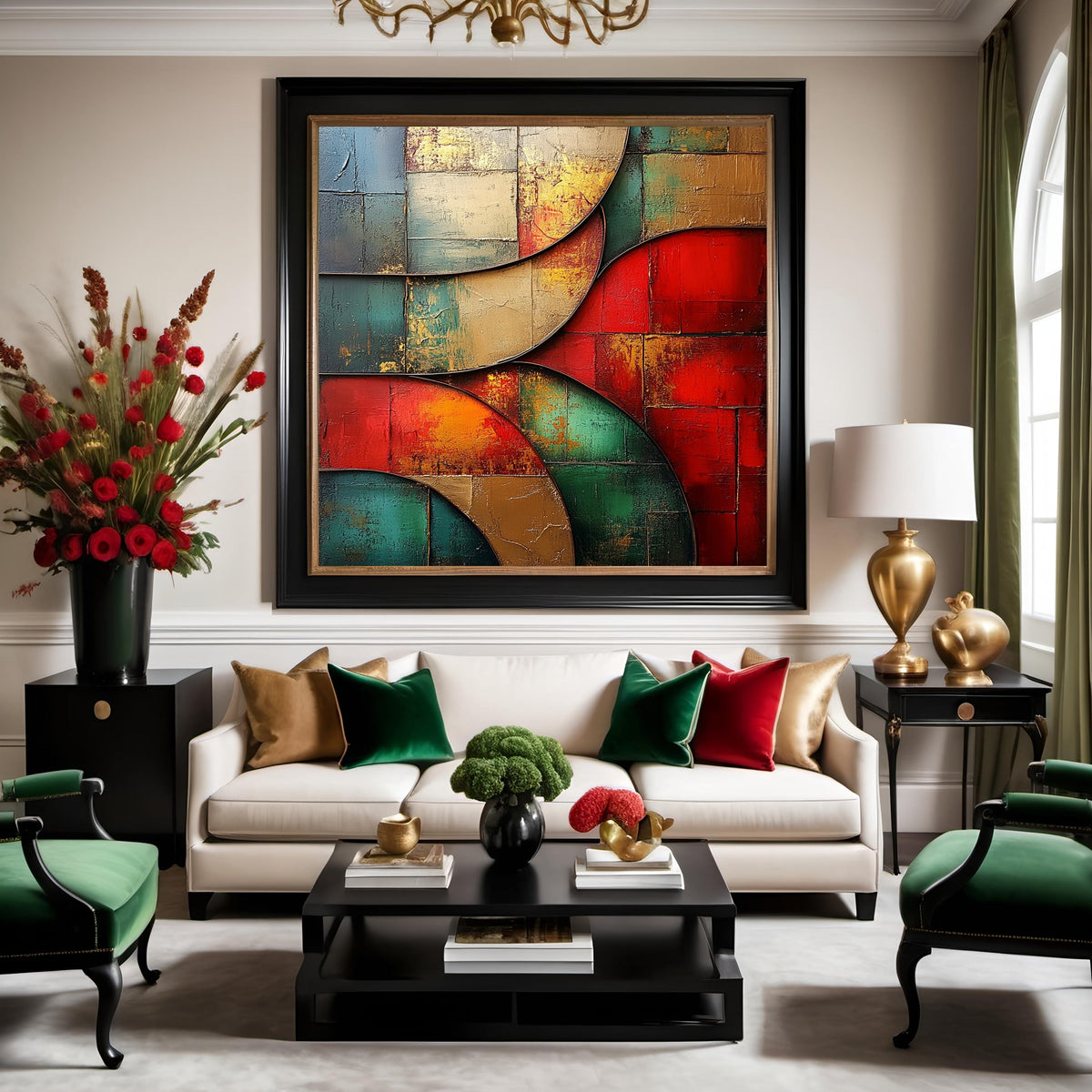 Juneteenth Abstract Art Print: Red, Green, Gold Wall Decor (Digital Download)