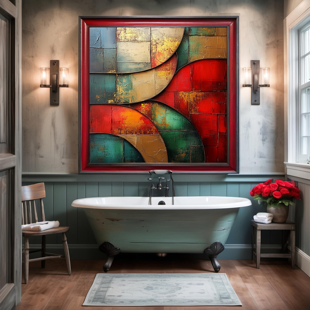 Juneteenth Abstract Art Print: Red, Green, Gold Wall Decor (Digital Download)