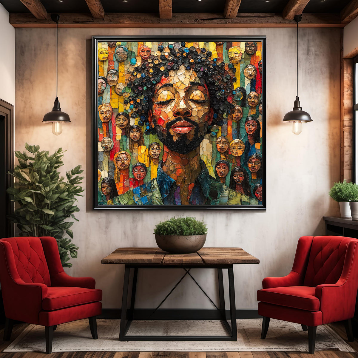 Inspirational Mosaic Portrait Art Print Community Wall Decor Cultural Heritage Digital Art Download