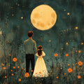 Father Daughter Moonlit Art Print: Whimsical Family Illustration (Digital Download)