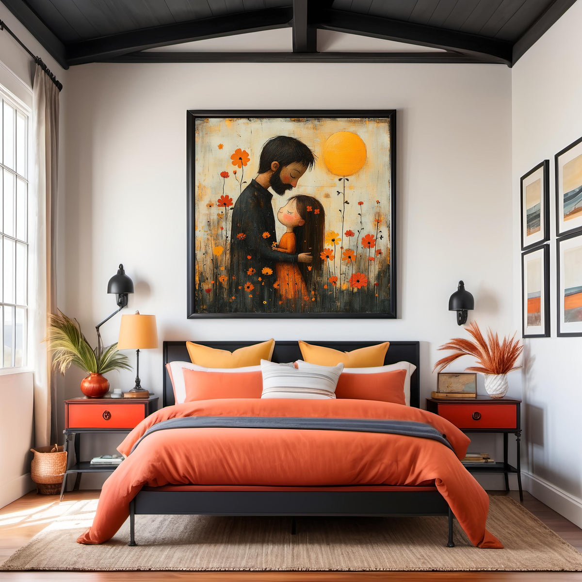 Father Daughter Hug Print: Whimsical Family Love Storybook Wall Art (Digital Download)