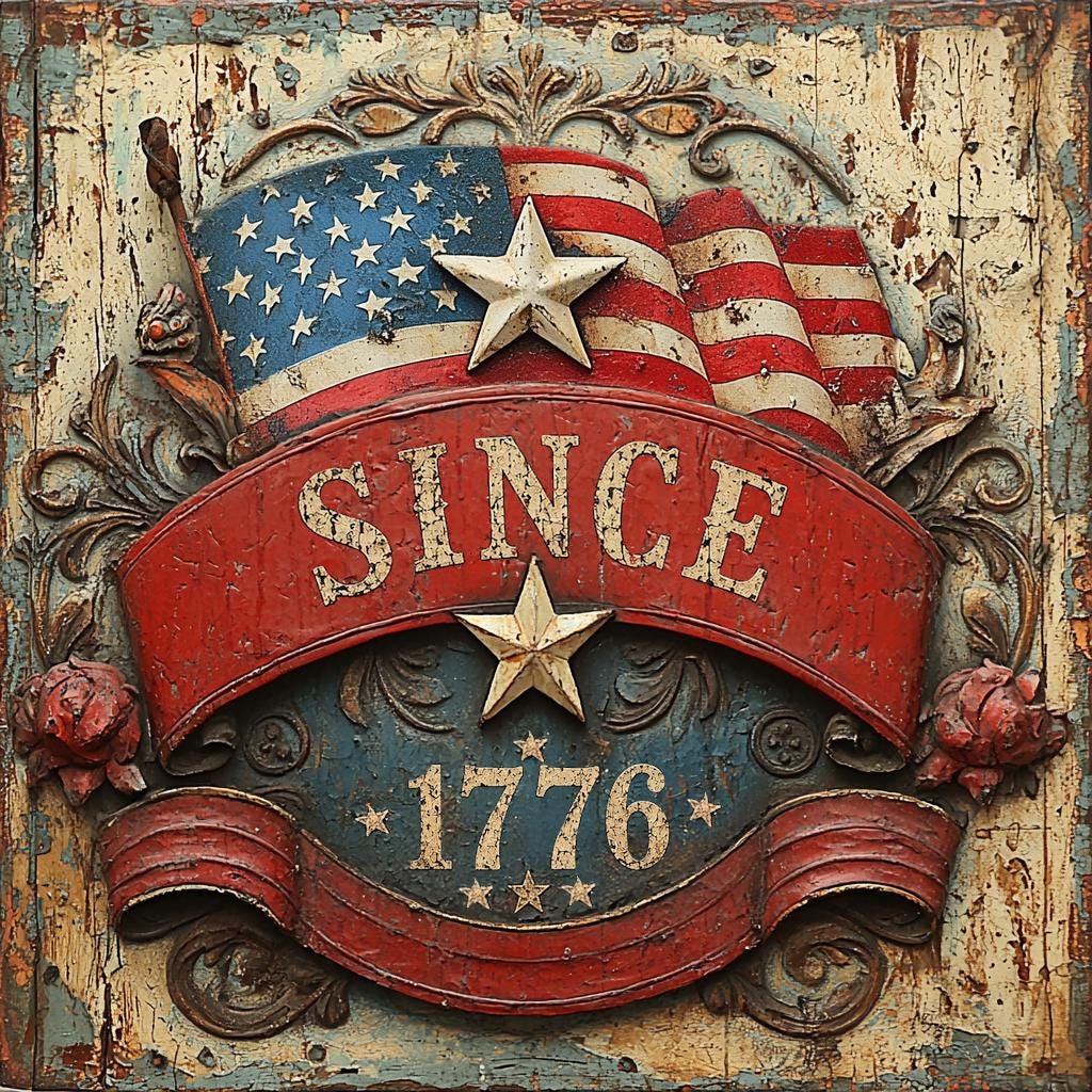 Patriotic Americana Sign: Vintage American Flag Wall Art (Digital Download)