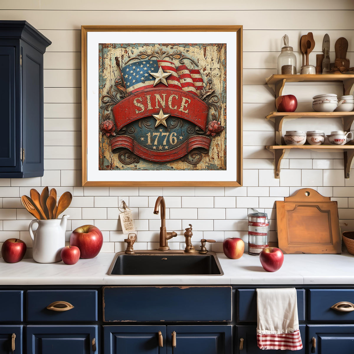 Patriotic Americana Sign: Vintage American Flag Wall Art (Digital Download)