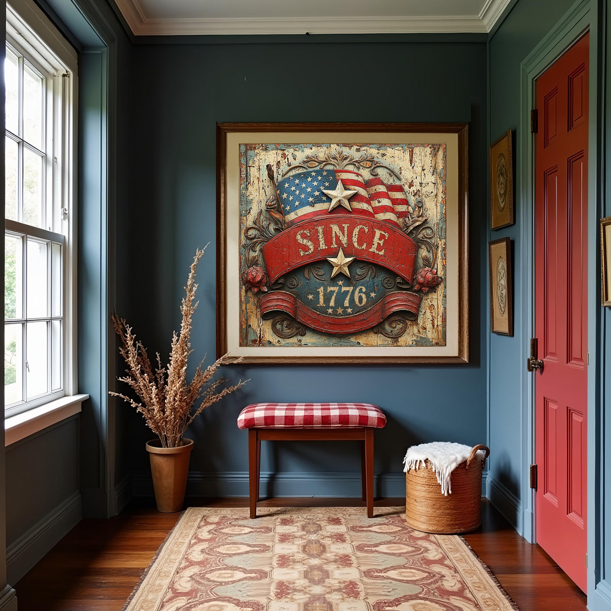 Patriotic Americana Sign: Vintage American Flag Wall Art (Digital Download)