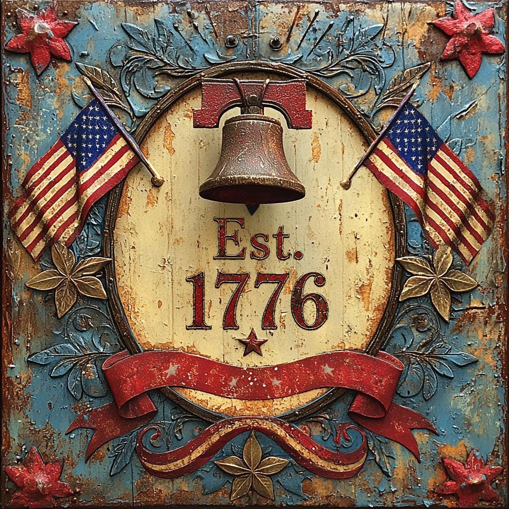 Est 1776 Patriotic Liberty Bell Sign American Flag Vintage Americana Wall Art (Digital Download)