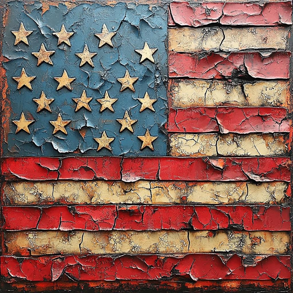 Distressed American Flag Artwork: Rustic Patriotic Wall Art (Digital Download)