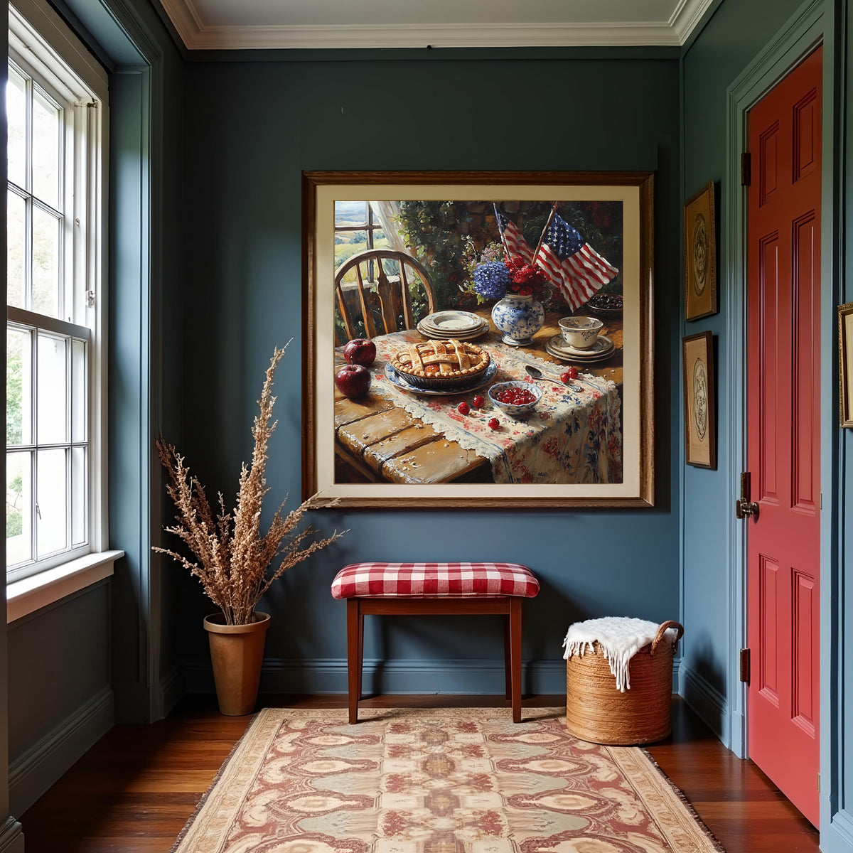 Patriotic Pie Kitchen Wall Art – Vintage Americana Still Life (Digital Download)