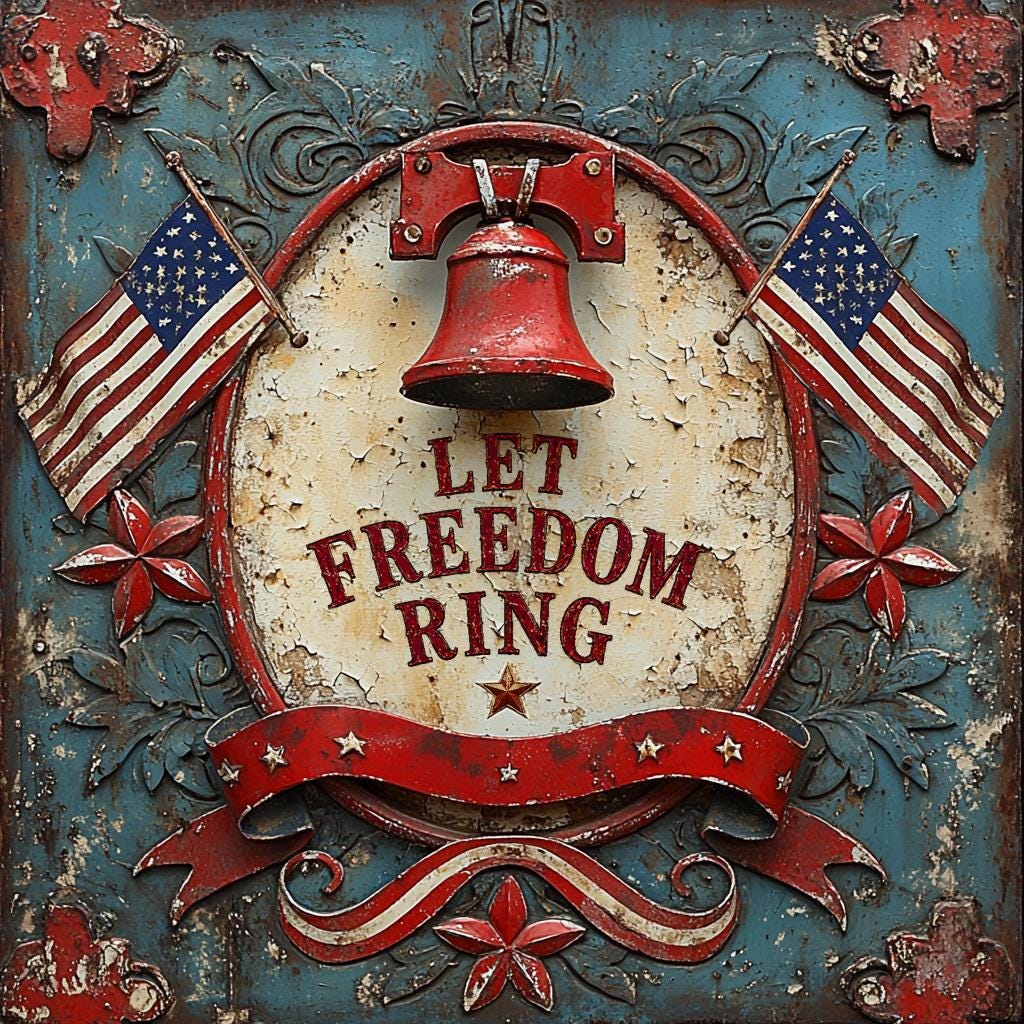 Let Freedom Ring Patriotic Liberty Bell Sign American Flag Americana Wall Art (Digital Download)