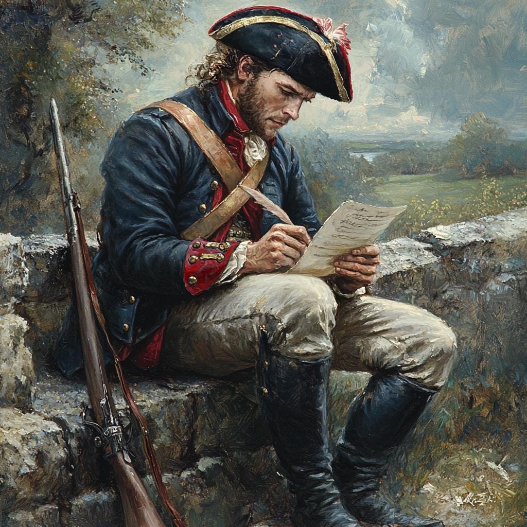 A Letter Home Revolutionary War Soldier Writing Letter Colonial America Historical Wall Art (Digital Download)