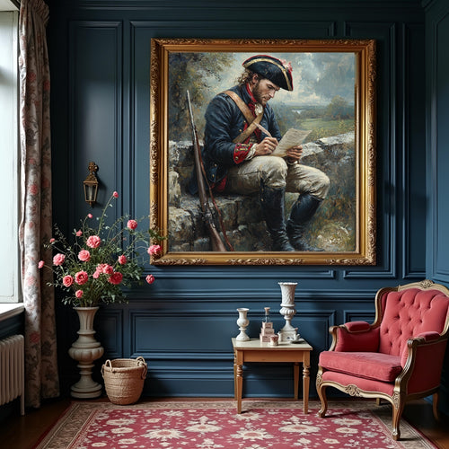 A Letter Home Revolutionary War Soldier Writing Letter Colonial America Historical Wall Art (Digital Download)