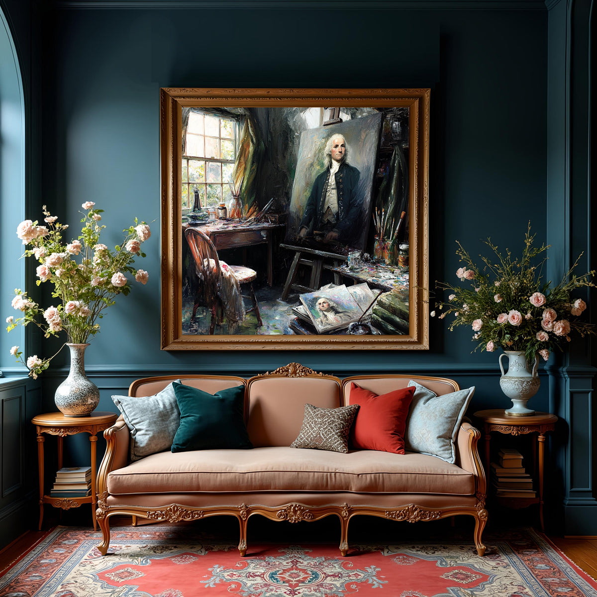The Portrait of a Nation George Washington Artist Studio Historical Americana Wall Art (Digital Download)