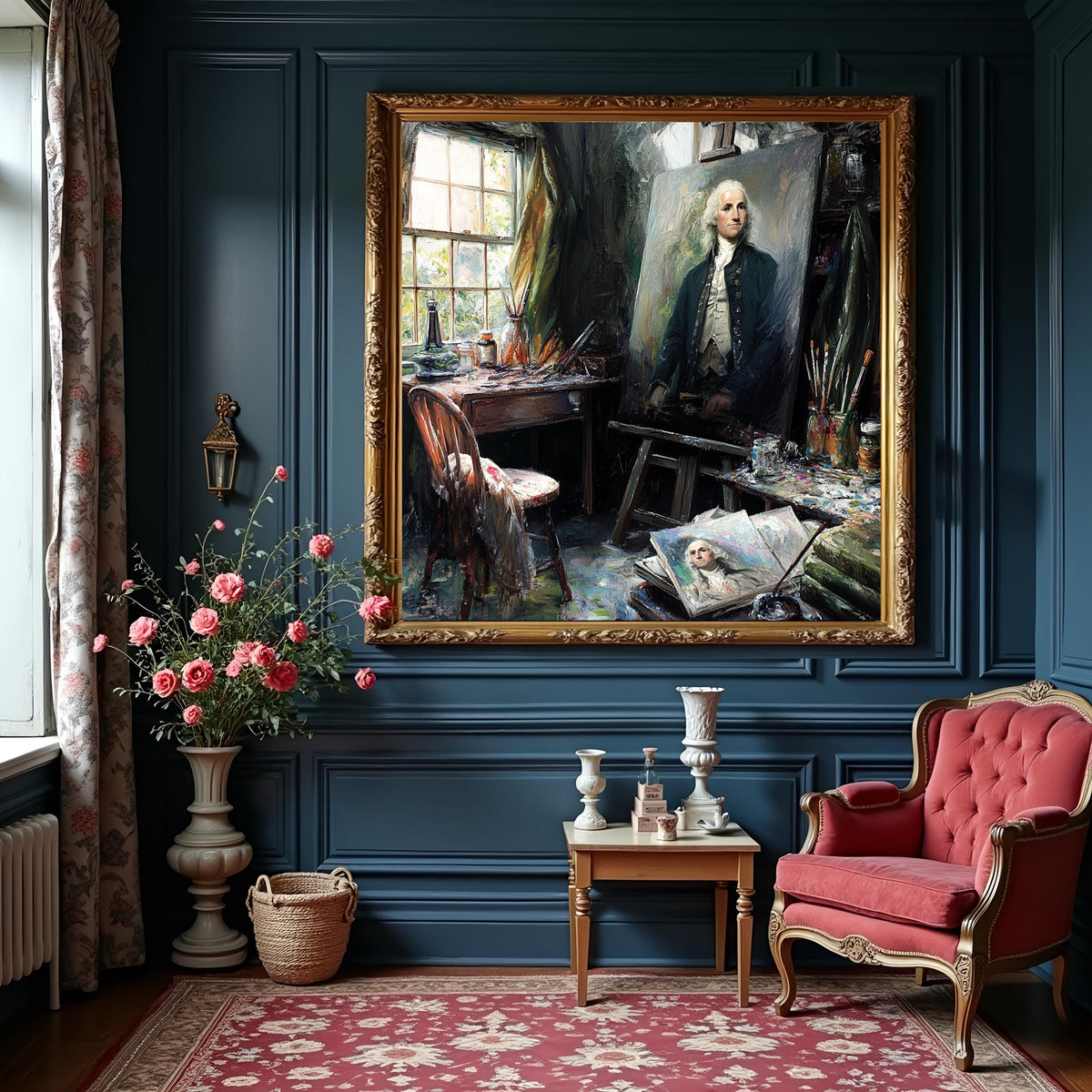 The Portrait of a Nation George Washington Artist Studio Historical Americana Wall Art (Digital Download)