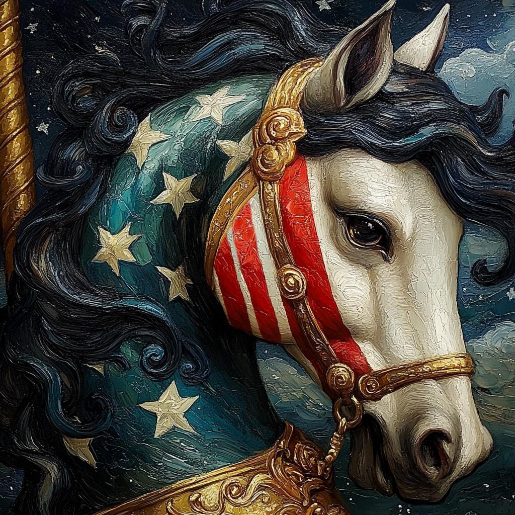 Carousel of Freedom Patriotic Carousel Horse Americana Wall Art Vintage Fairground Decor (Digital Download)