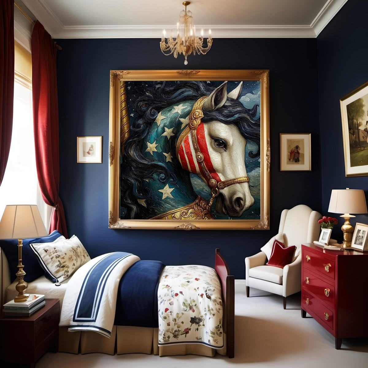 Carousel of Freedom Patriotic Carousel Horse Americana Wall Art Vintage Fairground Decor (Digital Download)