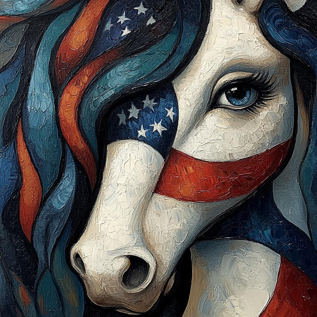 Patriotic Horse Portrait Expressionist Wall Art (Digital Download)