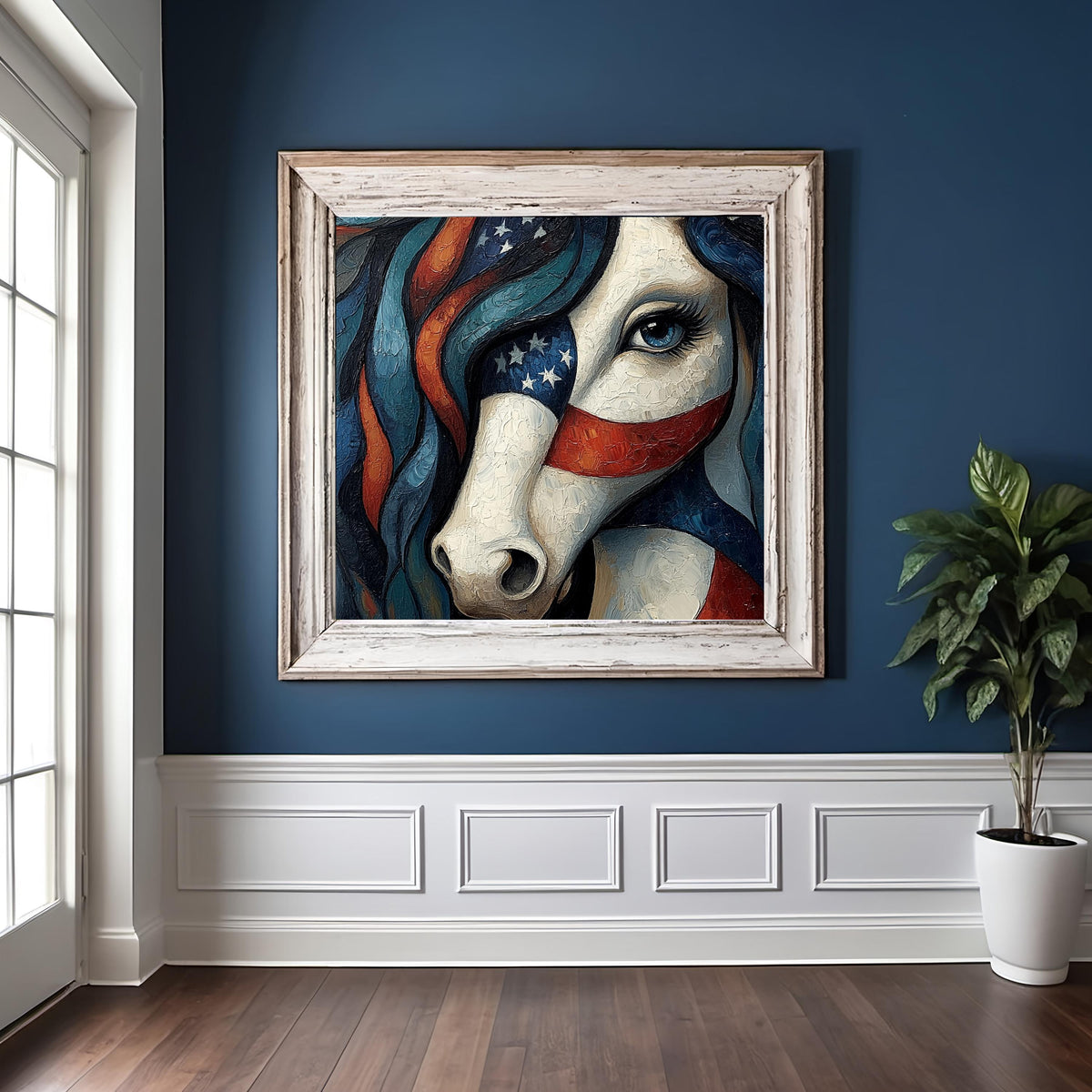 Patriotic Horse Portrait Expressionist Wall Art (Digital Download)