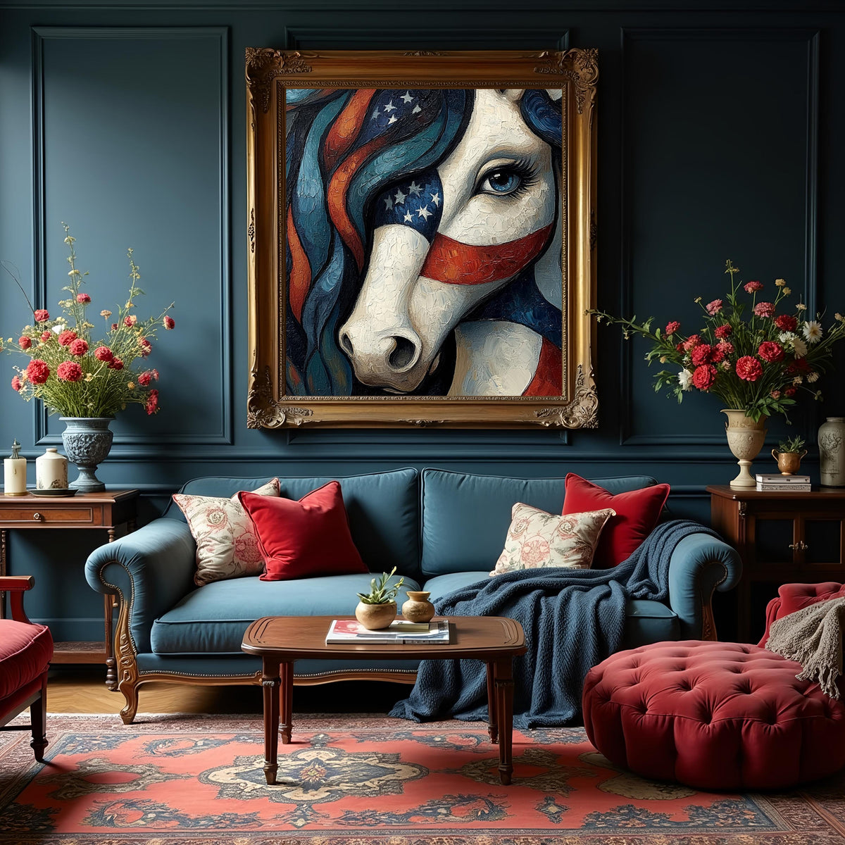 Patriotic Horse Portrait Expressionist Wall Art (Digital Download)