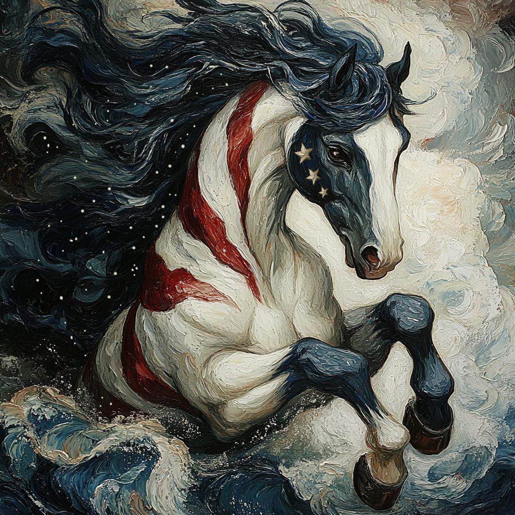 Freedom Unleashed Patriotic Horse Wall Art American Flag Equine Artwork Liberty Decor (Digital Download)