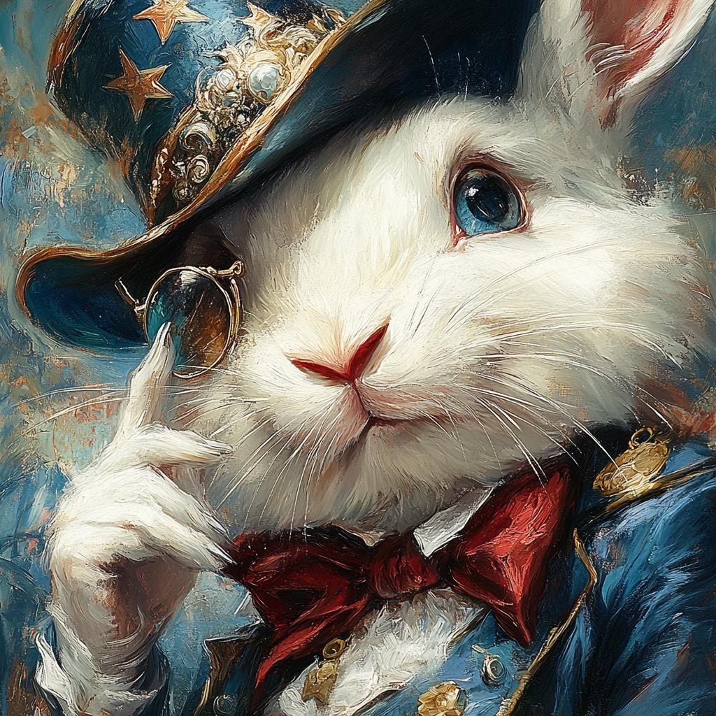 Patriotic Gentleman Rabbit Americana Animal Portrait Wall Art (Digital Download)