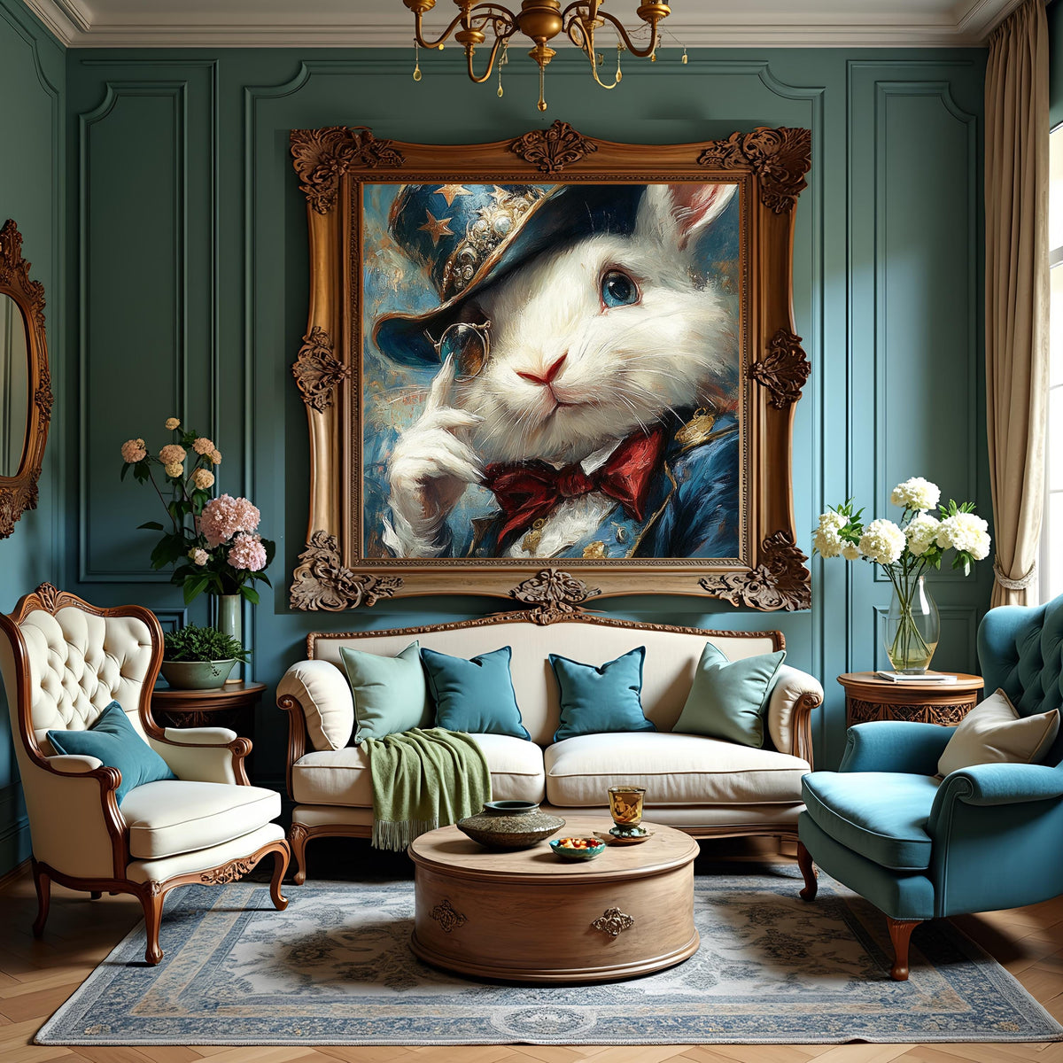 Patriotic Gentleman Rabbit Americana Animal Portrait Wall Art (Digital Download)