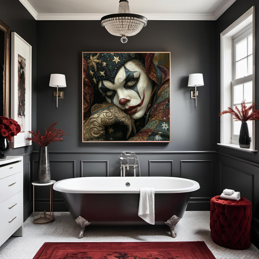 Patriotic Jester Portrait Art Nouveau Carnival Americana Character Art (Digital Download)