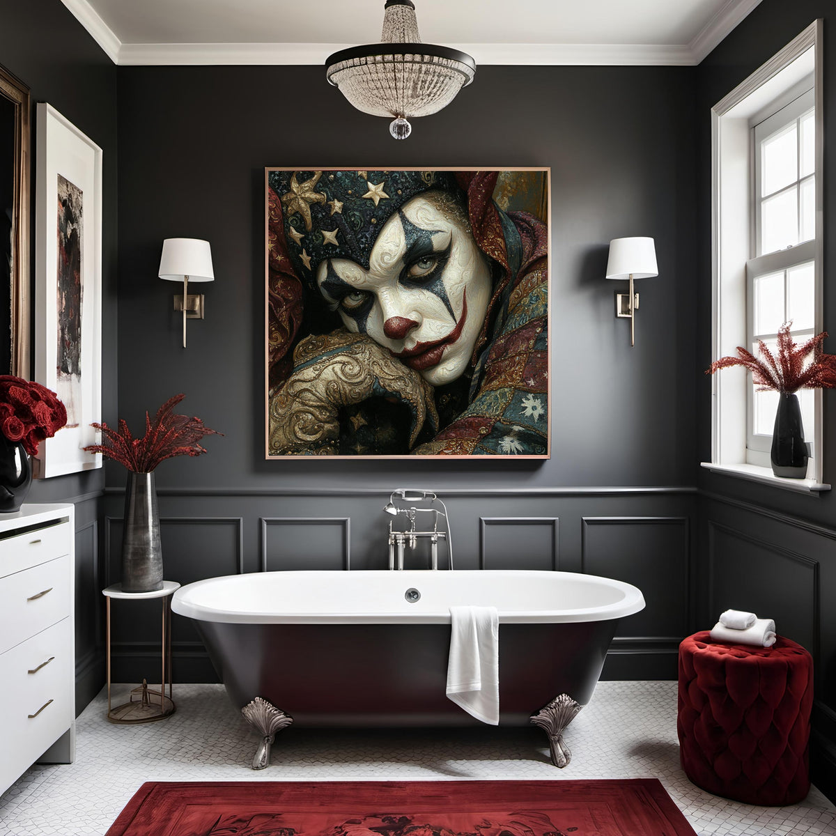 Patriotic Jester Portrait Art Nouveau Carnival Americana Character Art (Digital Download)