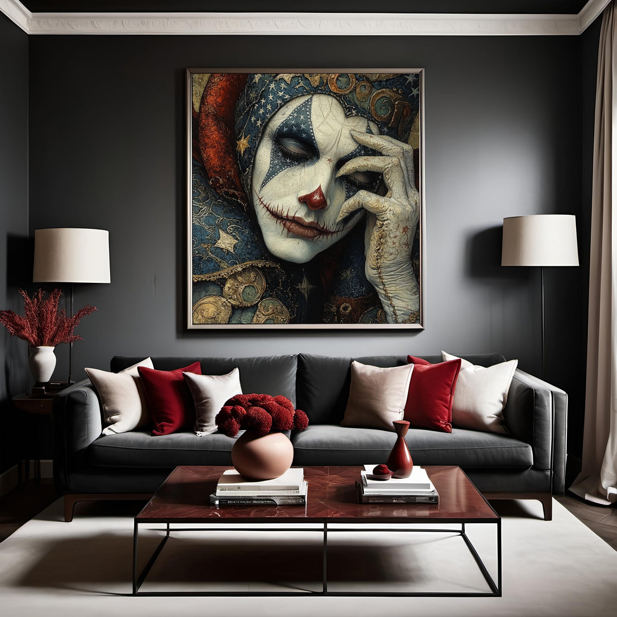 Patriotic Jester Reverie Art Nouveau Americana Fantasy Portrait Wall Art (Digital Download)