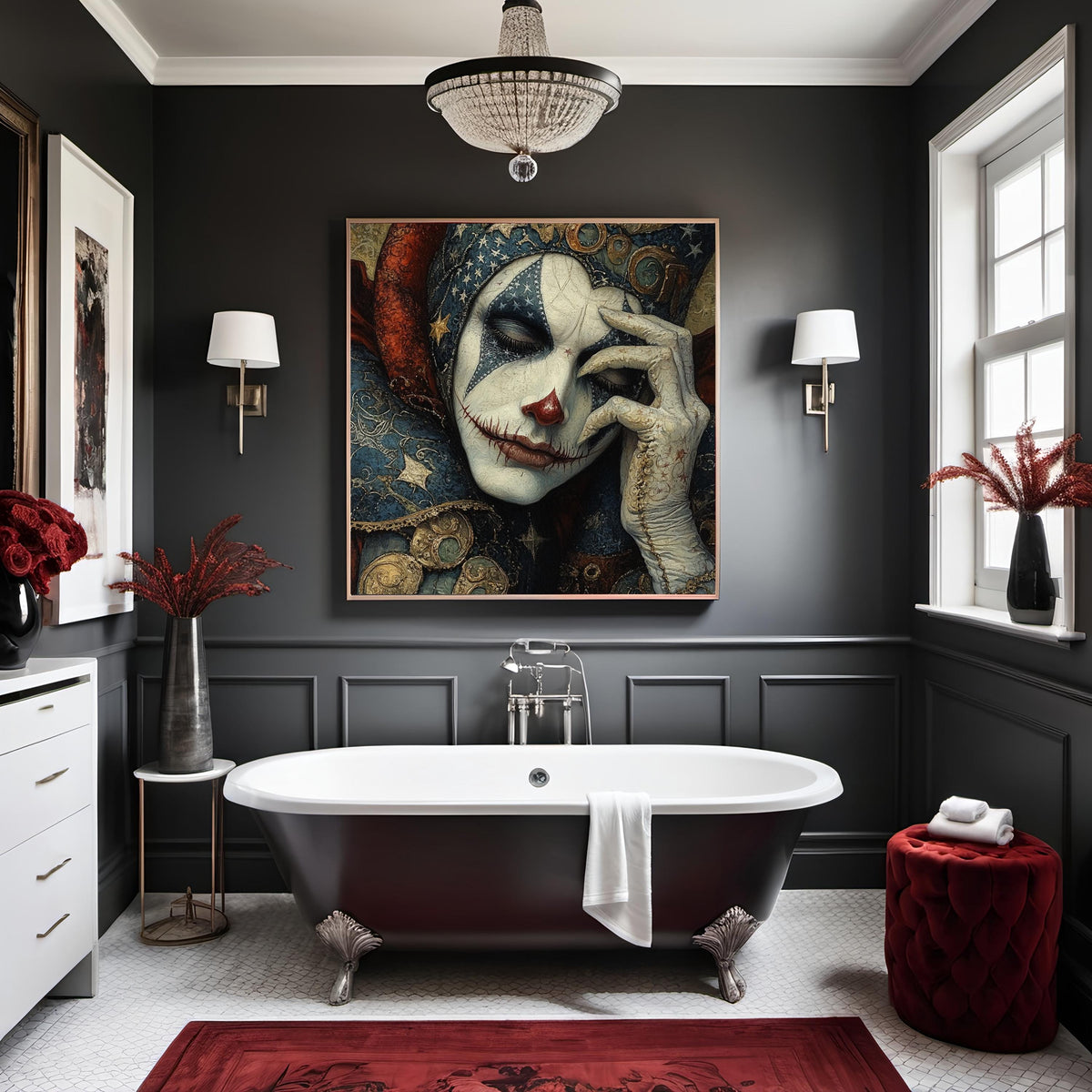 Patriotic Jester Reverie Art Nouveau Americana Fantasy Portrait Wall Art (Digital Download)