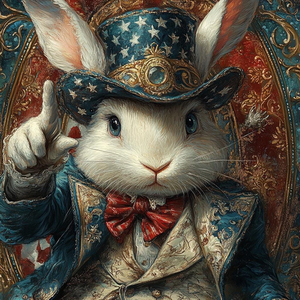 Uncle Bun Wants You Patriotic Rabbit Americana Animal Portrait Wall Art (Digital Download)