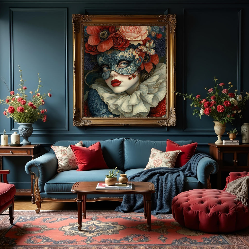 Patriotic Masquerade Belle Art Nouveau Floral Portrait Americana Wall Art (Digital Download)