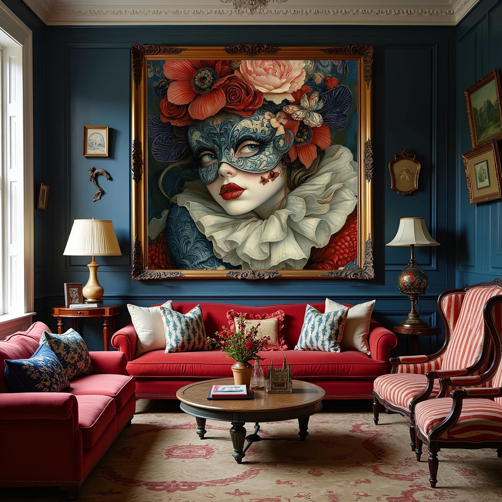 Patriotic Masquerade Belle Art Nouveau Floral Portrait Americana Wall Art (Digital Download)