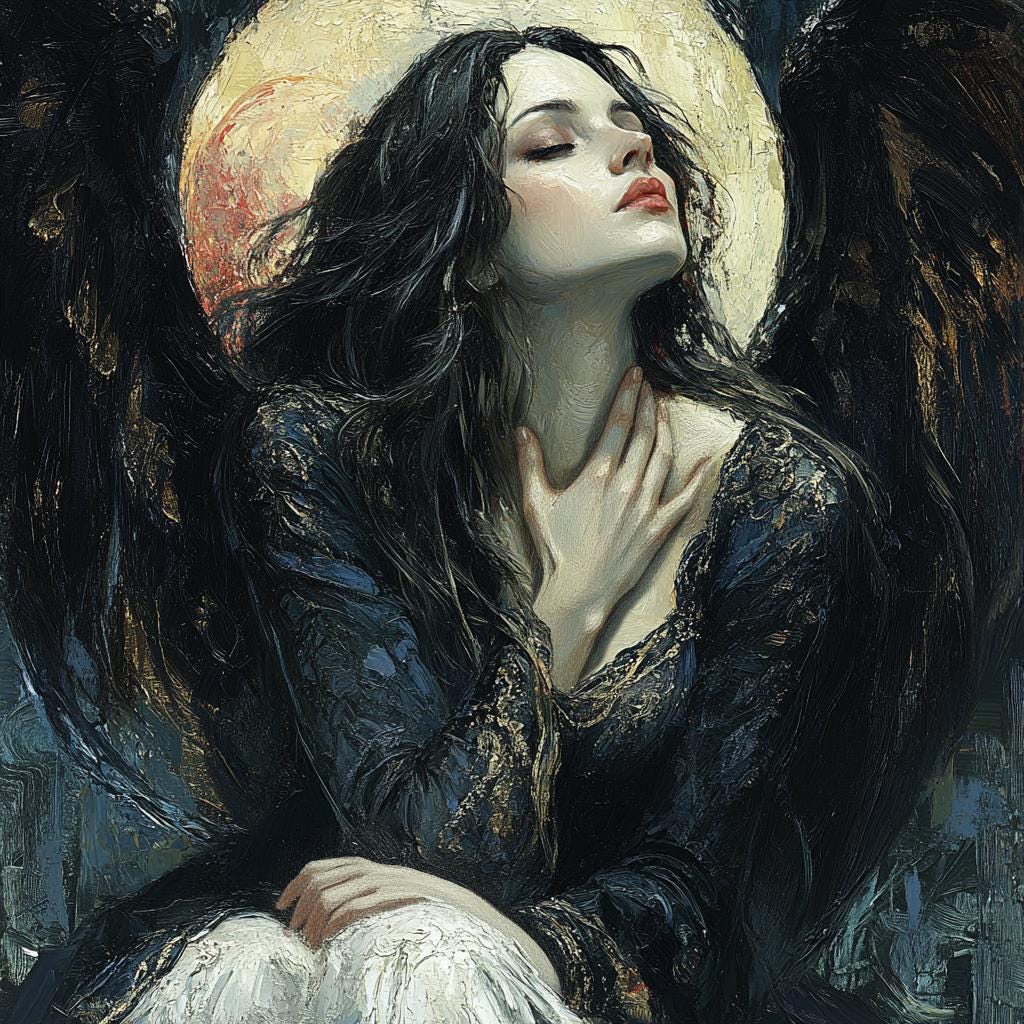Fallen Angel Gothic Wall Art – Dark Celestial Artwork (Digital Download)