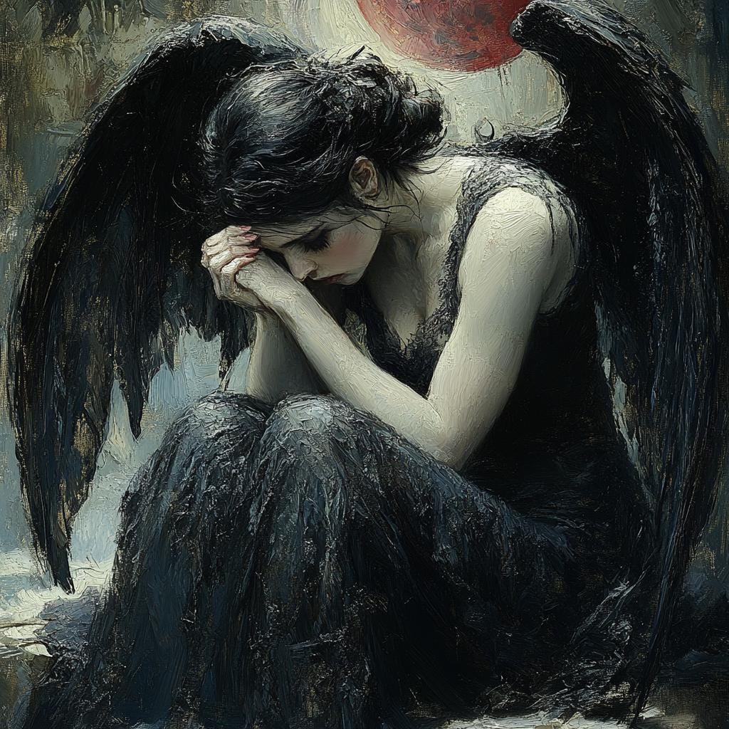 Fallen Angel Gothic Artwork: Dark Celestial Wall Art (Digital Download)