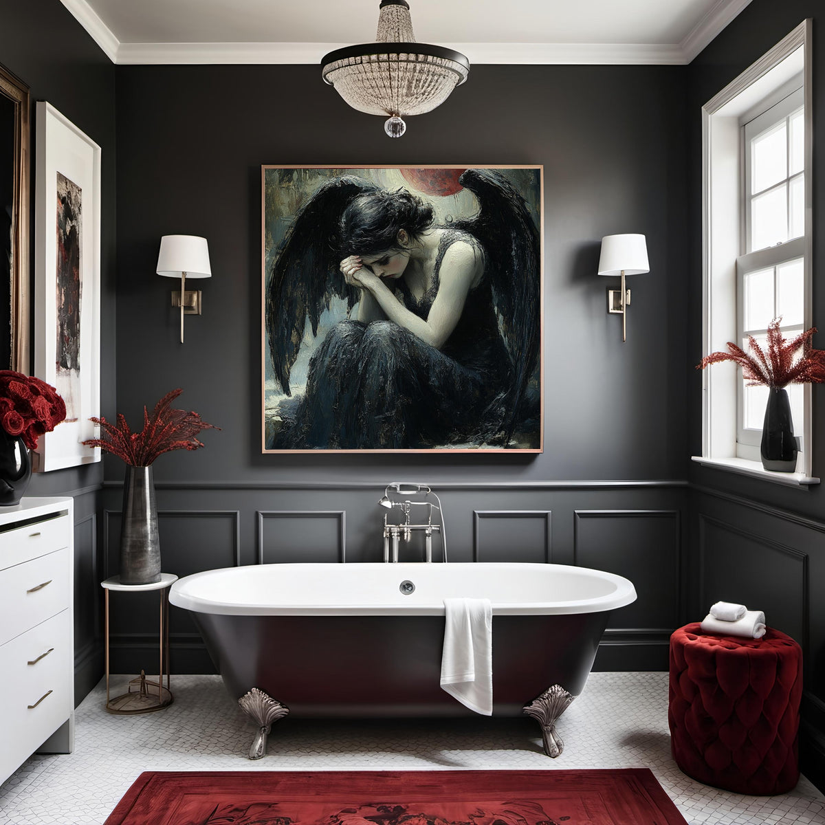 Fallen Angel Gothic Artwork: Dark Celestial Wall Art (Digital Download)