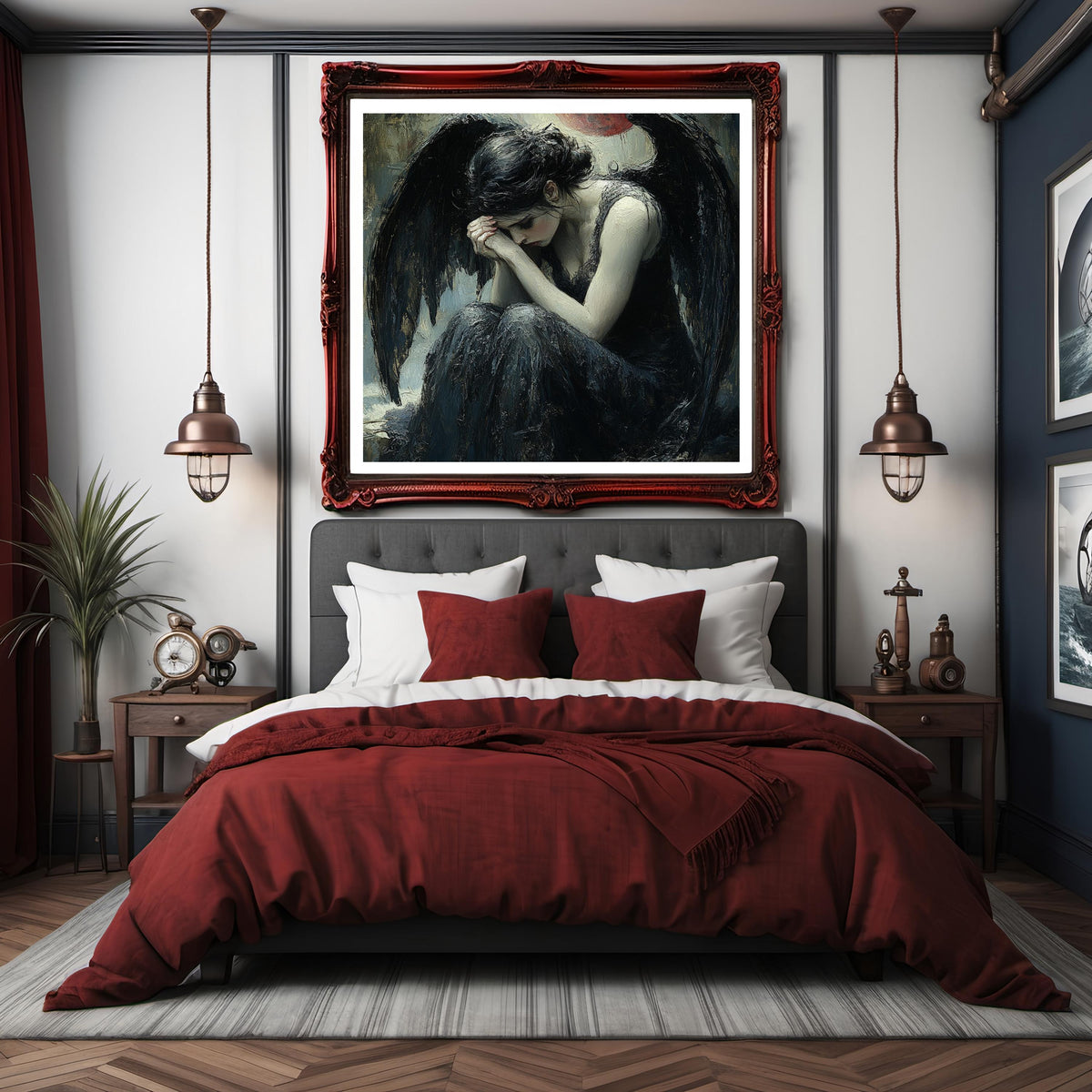 Fallen Angel Gothic Artwork: Dark Celestial Wall Art (Digital Download)