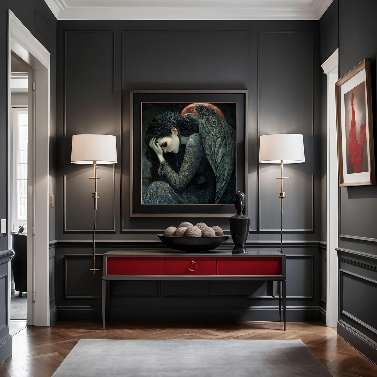 Dark Angel Gothic Fantasy Artwork: Sorrowful Fallen Angel Wall Art (Digital Download)