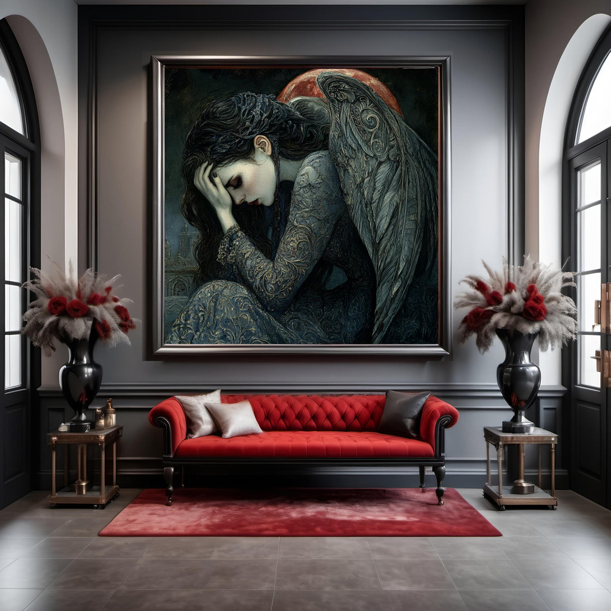 Dark Angel Gothic Fantasy Artwork: Sorrowful Fallen Angel Wall Art (Digital Download)