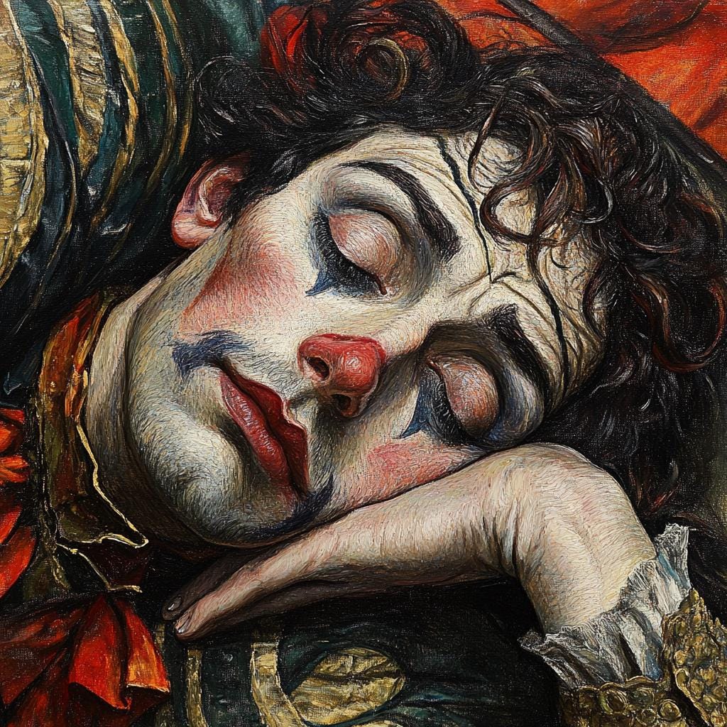 The Clown Sleeps Last Vintage Circus Clown Portrait Art Nouveau Carnival Wall Art (Digital Download)