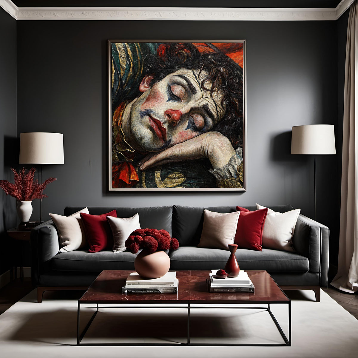 The Clown Sleeps Last Vintage Circus Clown Portrait Art Nouveau Carnival Wall Art (Digital Download)