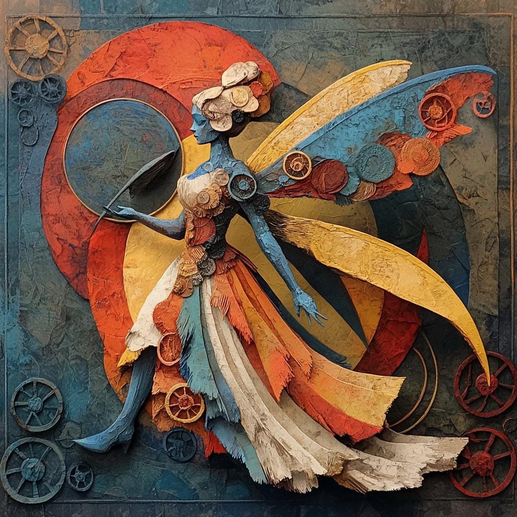 Virgo Abstract Goddess Painting: Art Deco Celestial Wall Art (Digital Download)