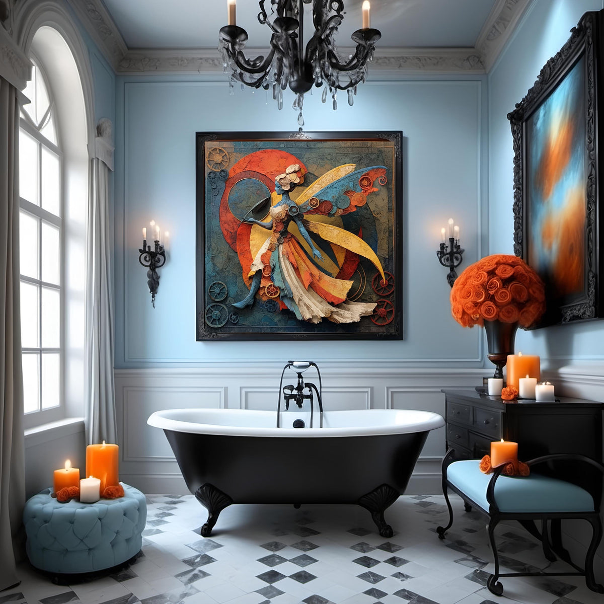 Virgo Abstract Goddess Painting: Art Deco Celestial Wall Art (Digital Download)
