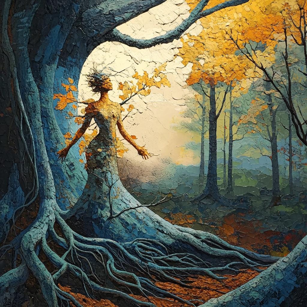 Woodland Goddess Oil Painting Print: Forest Spirit Nature Art (Digital Download)