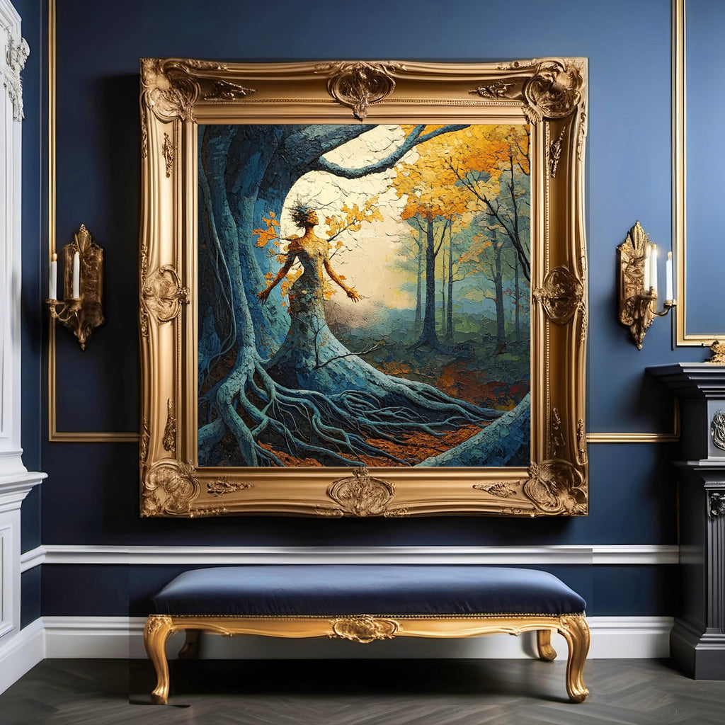 Woodland Goddess Oil Painting Print: Forest Spirit Nature Art (Digital Download)