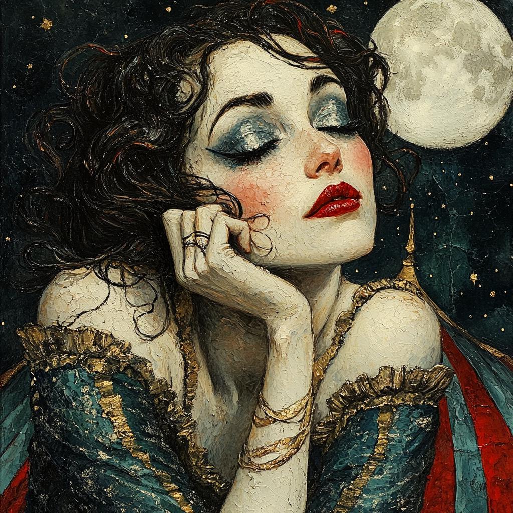 Moonlit Reverie Art Nouveau Portrait Celestial Beauty Vintage Feminine Wall Art Print (Digital Download)