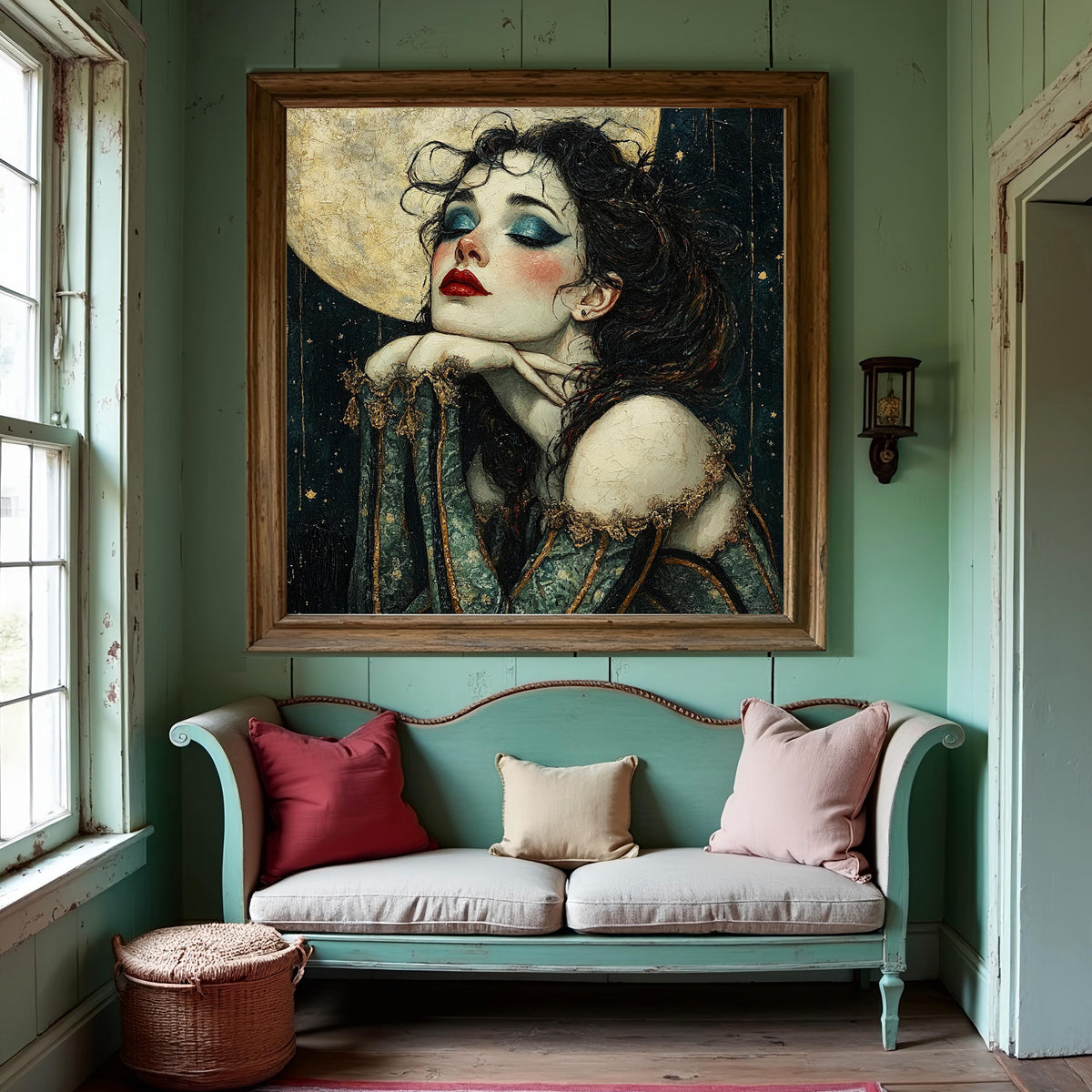 Beneath the Spotlight Moon Vintage Circus Performer Art Nouveau Portrait Wall Art (Digital Download)