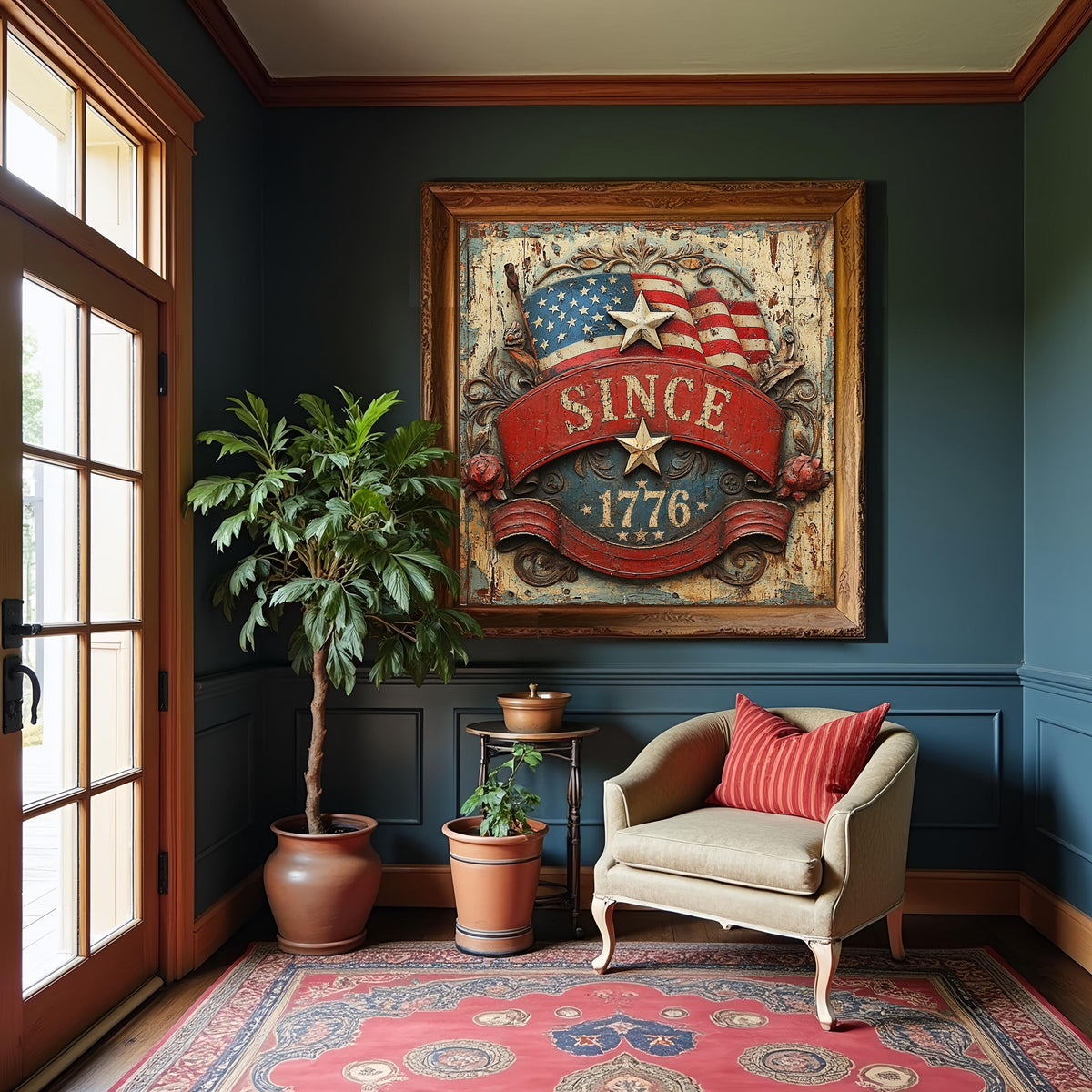 Patriotic Americana Sign: Vintage American Flag Wall Art (Digital Download)