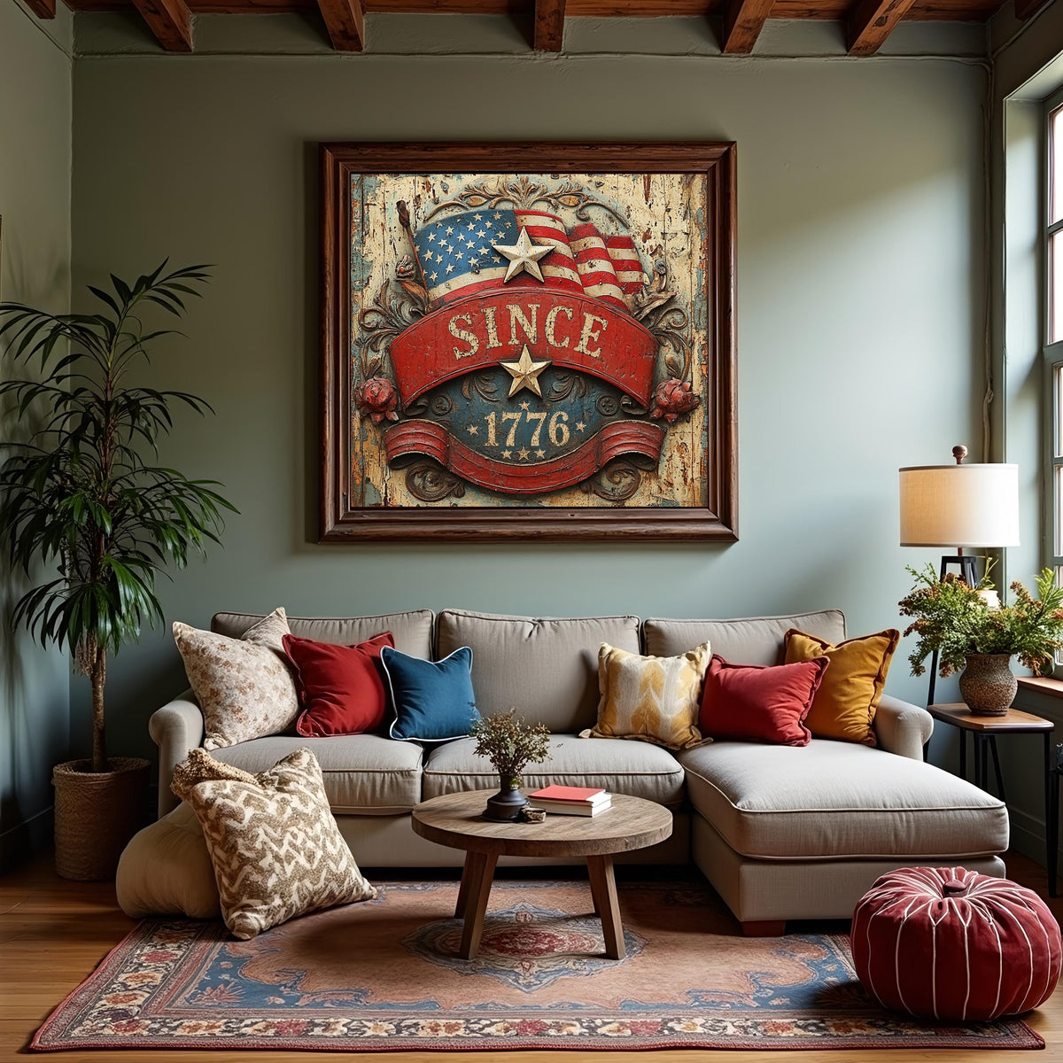 Patriotic Americana Sign: Vintage American Flag Wall Art (Digital Download)