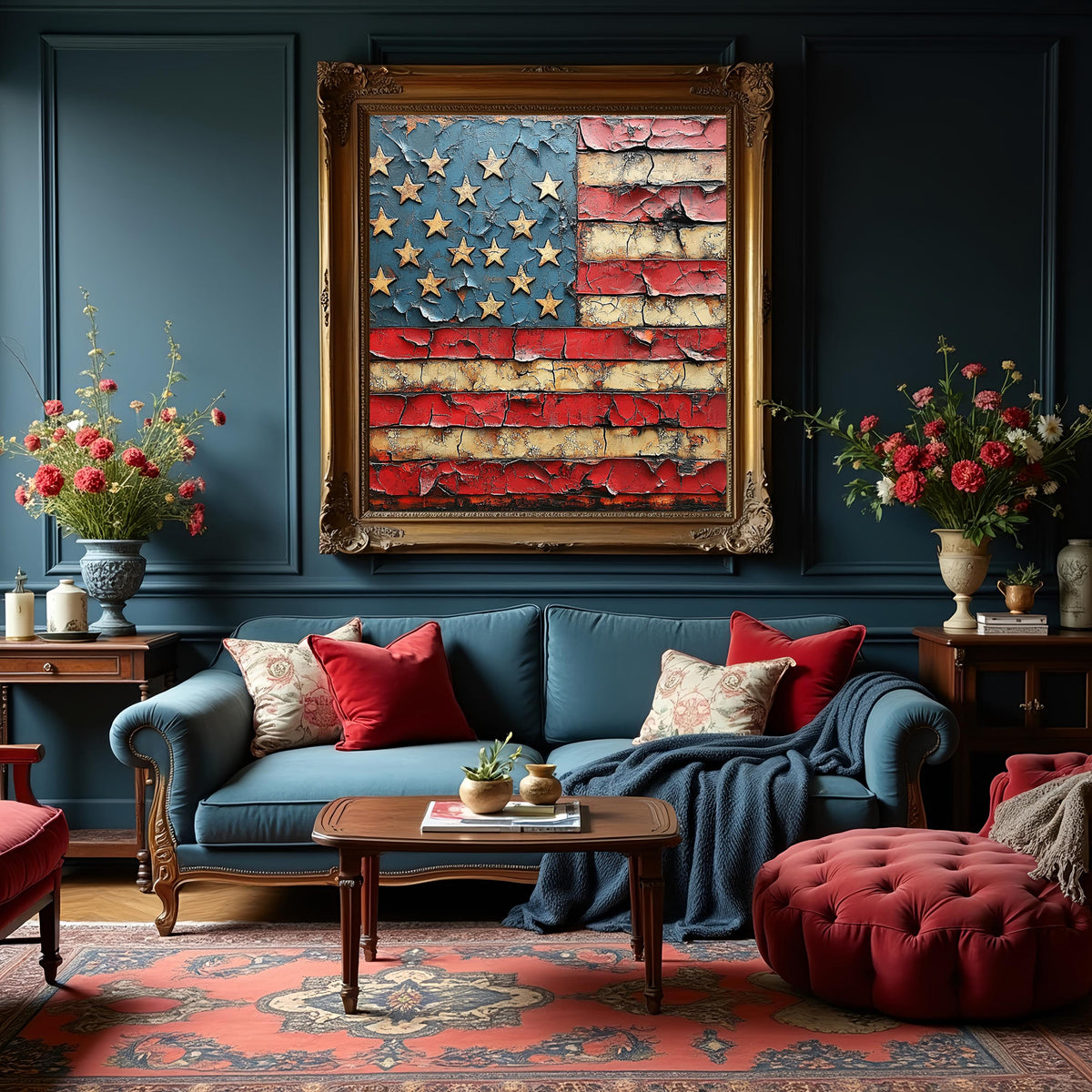 Distressed American Flag Artwork: Rustic Patriotic Wall Art (Digital Download)